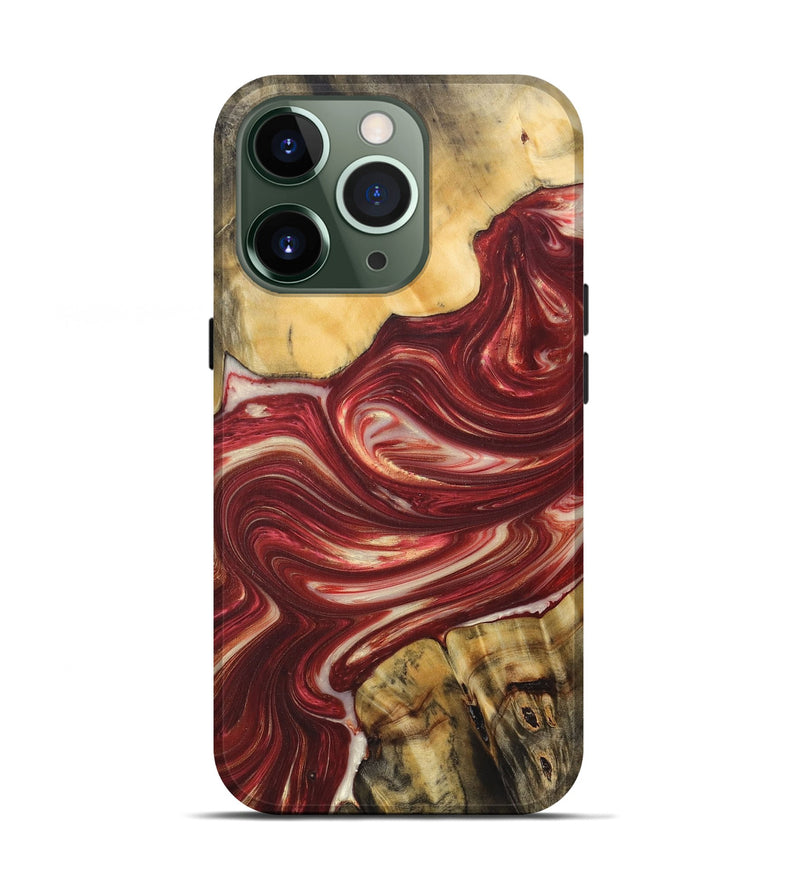 iPhone 13 Pro Wood+Resin Live Edge Phone Case - Keith (Red, 684327)