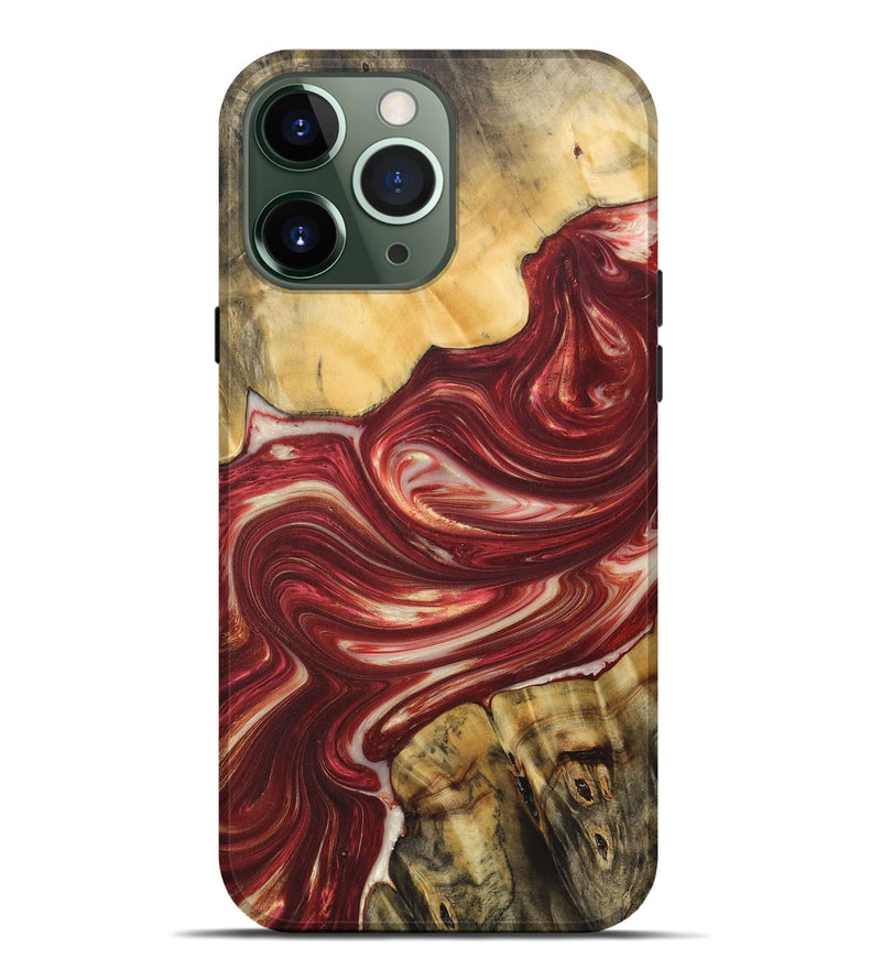 iPhone 13 Pro Max Wood+Resin Live Edge Phone Case - Keith (Red, 684327)