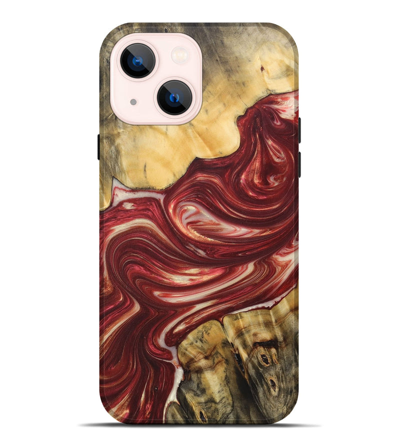 iPhone 14 Plus Wood+Resin Live Edge Phone Case - Keith (Red, 684327)