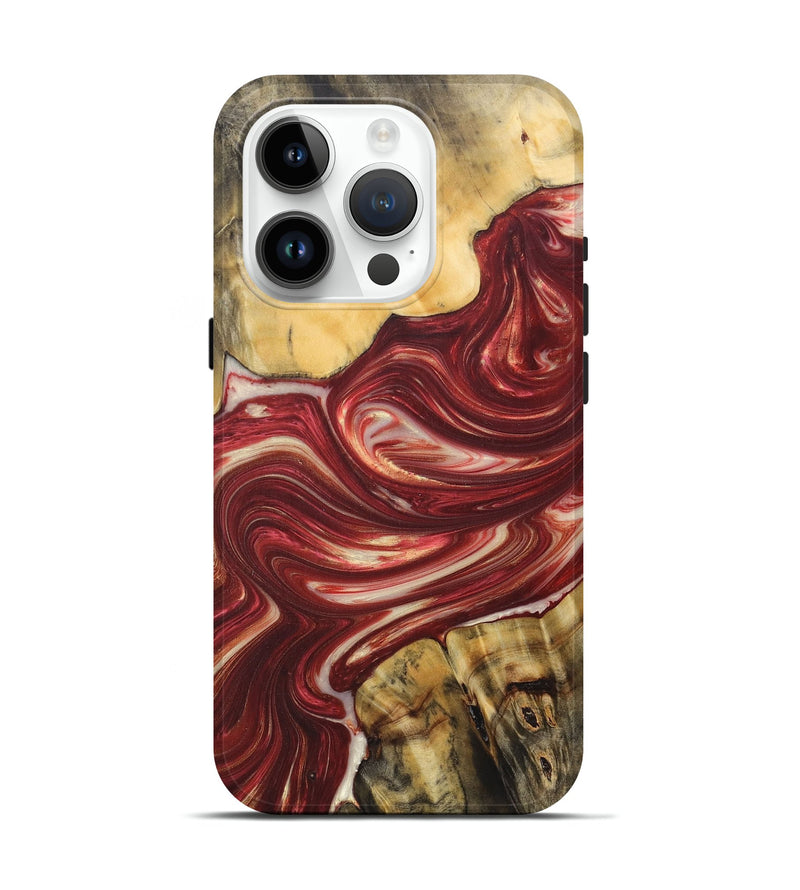 iPhone 15 Pro Wood+Resin Live Edge Phone Case - Keith (Red, 684327)
