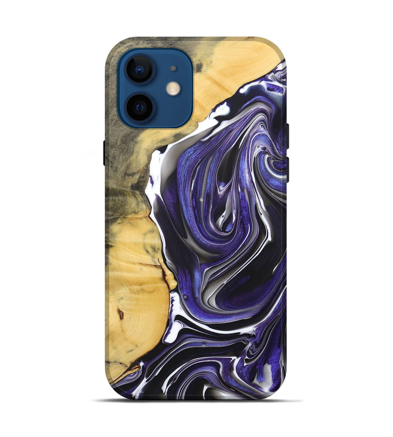 iPhone 12 Wood+Resin Live Edge Phone Case - Kelli (Purple, 684373)