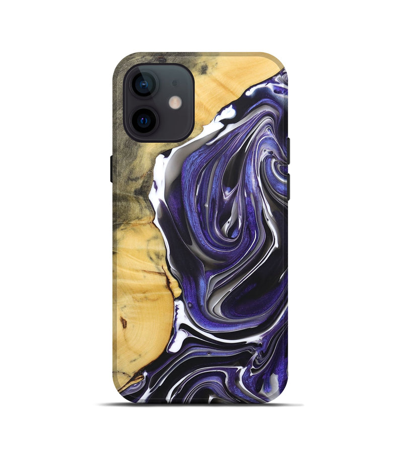 iPhone 12 mini Wood+Resin Live Edge Phone Case - Kelli (Purple, 684373)