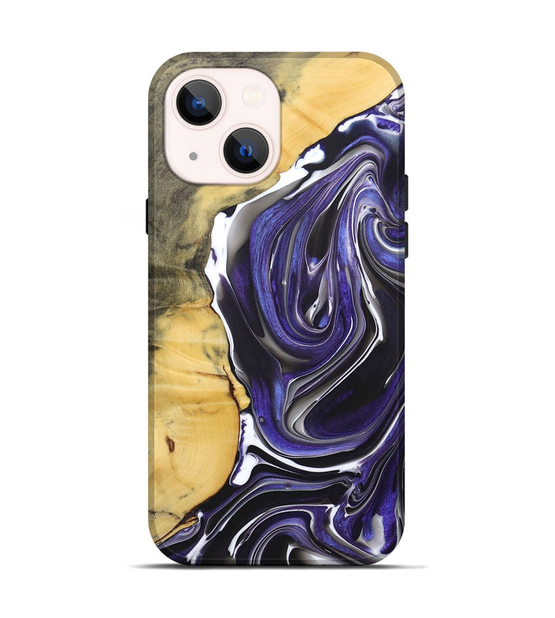 iPhone 14 Wood+Resin Live Edge Phone Case - Kelli (Purple, 684373)