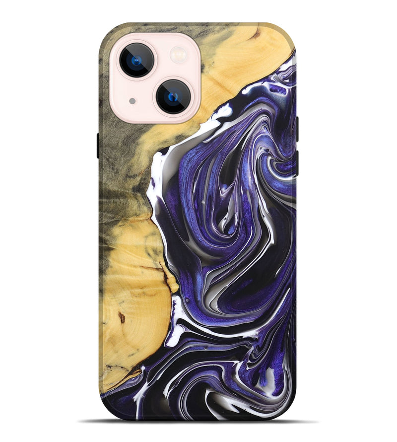 iPhone 14 Plus Wood+Resin Live Edge Phone Case - Kelli (Purple, 684373)