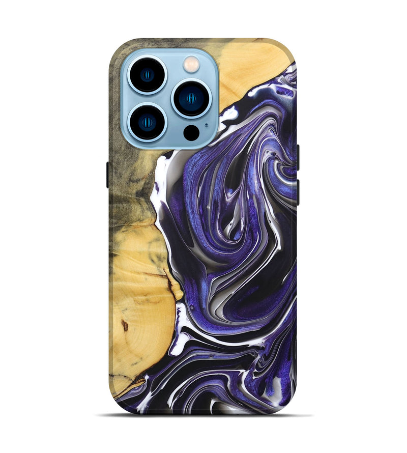 iPhone 14 Pro Wood+Resin Live Edge Phone Case - Kelli (Purple, 684373)
