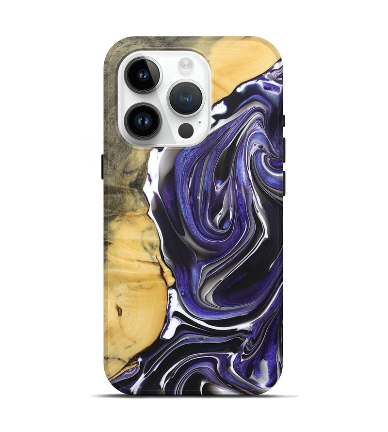 iPhone 15 Pro Wood+Resin Live Edge Phone Case - Kelli (Purple, 684373)
