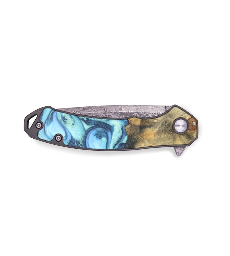 EDC Wood+Resin Pocket Knife - Keisha (Blue, 684605)