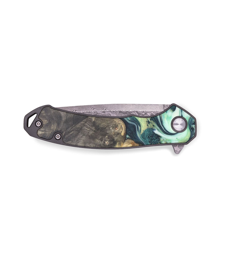 EDC Wood+Resin Pocket Knife - Hugo (Green, 684614)
