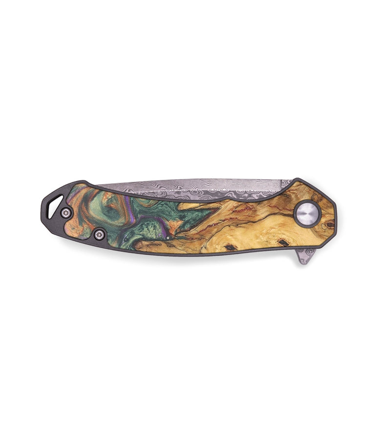 EDC Wood+Resin Pocket Knife - Winter (Green, 684615)