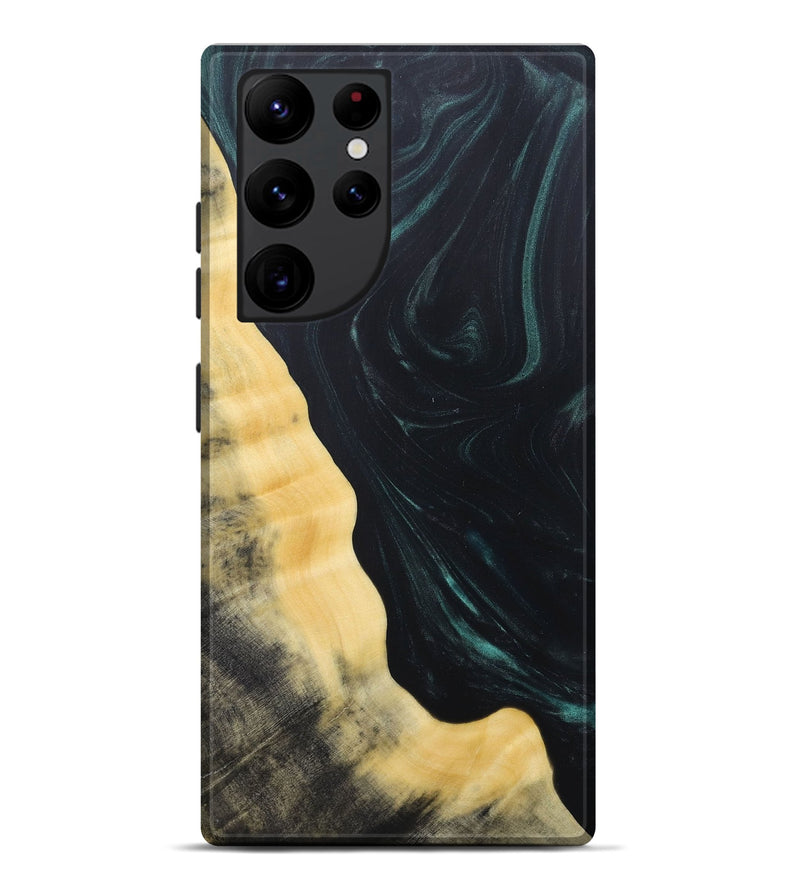 Galaxy S22 Ultra Wood+Resin Live Edge Phone Case - Shaun (Green, 685018)