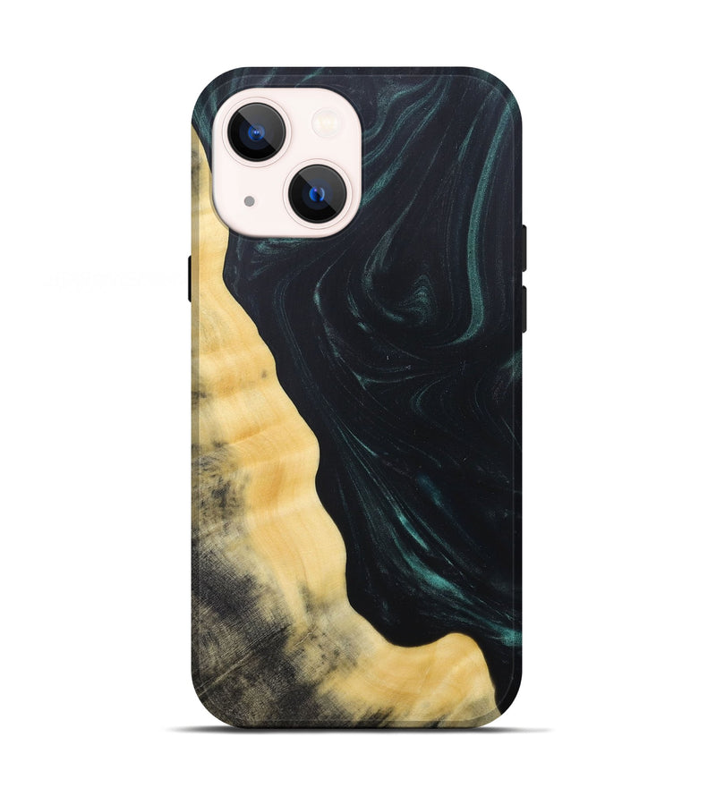 iPhone 13 Wood+Resin Live Edge Phone Case - Shaun (Green, 685018)