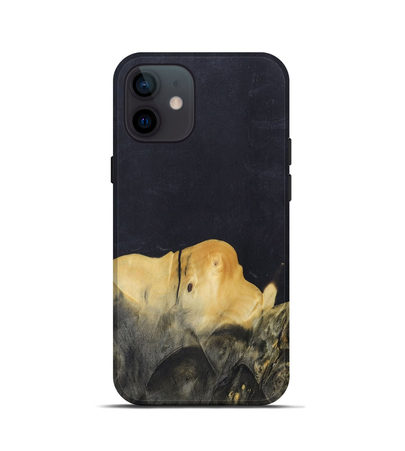 iPhone 12 mini Wood+Resin Live Edge Phone Case - Kira (Pure Black, 685020)