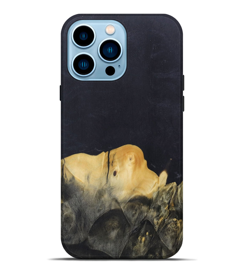 iPhone 14 Pro Max Wood+Resin Live Edge Phone Case - Kira (Pure Black, 685020)