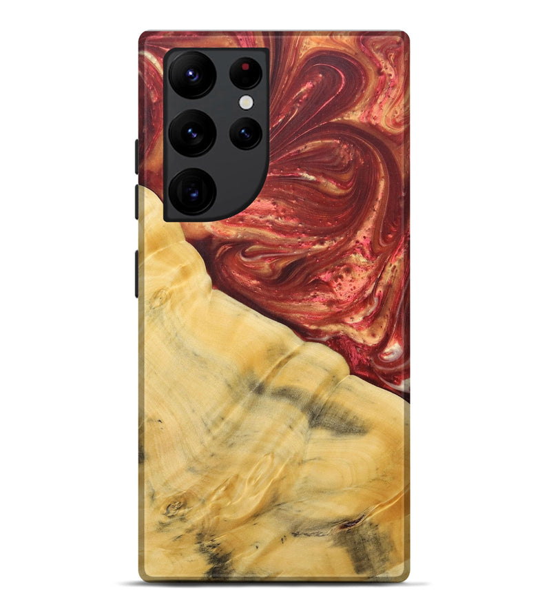 Galaxy S22 Ultra Wood+Resin Live Edge Phone Case - Lennox (Red, 685031)
