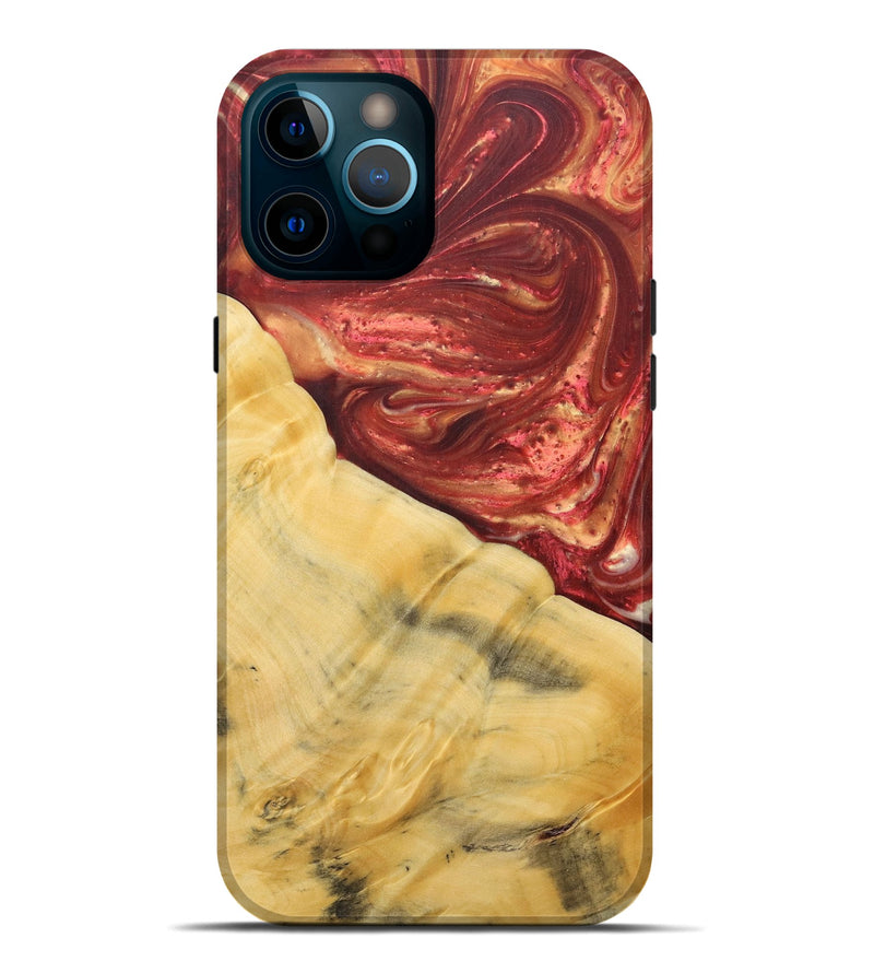 iPhone 12 Pro Max Wood+Resin Live Edge Phone Case - Lennox (Red, 685031)