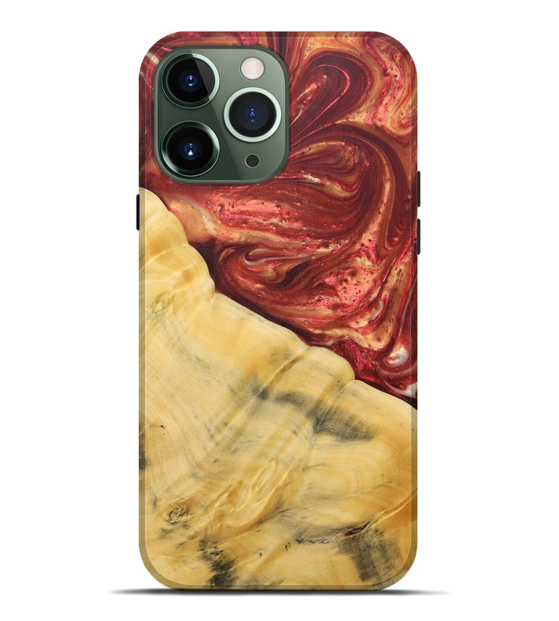 iPhone 13 Pro Max Wood+Resin Live Edge Phone Case - Lennox (Red, 685031)