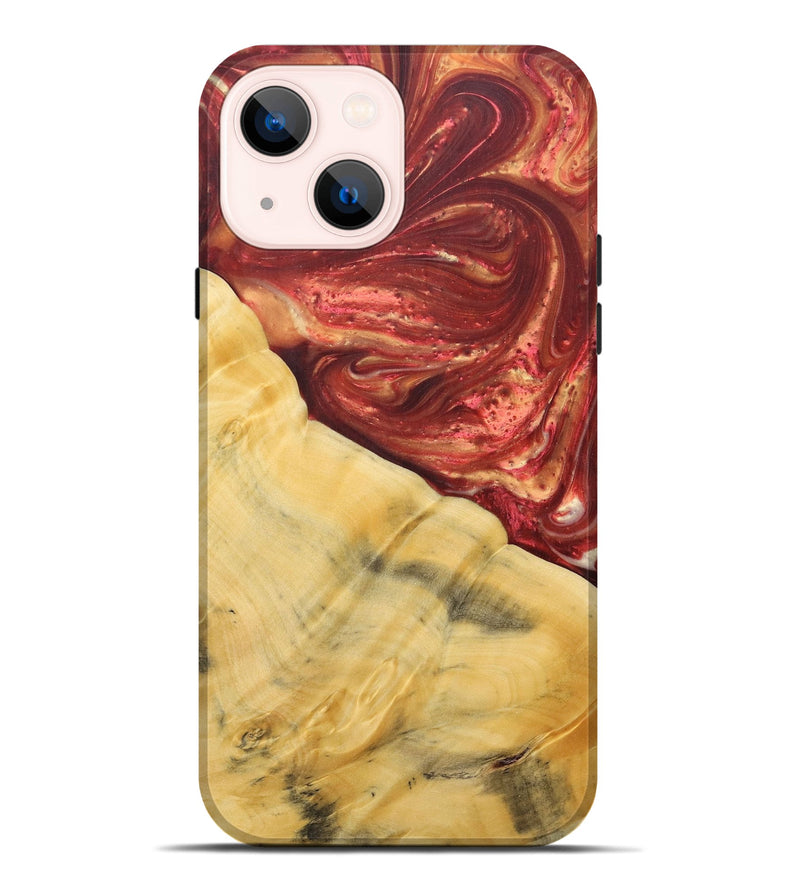 iPhone 14 Plus Wood+Resin Live Edge Phone Case - Lennox (Red, 685031)