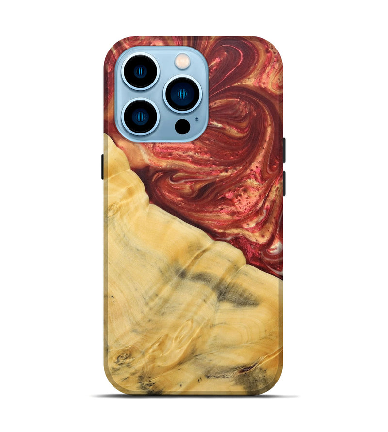 iPhone 14 Pro Wood+Resin Live Edge Phone Case - Lennox (Red, 685031)