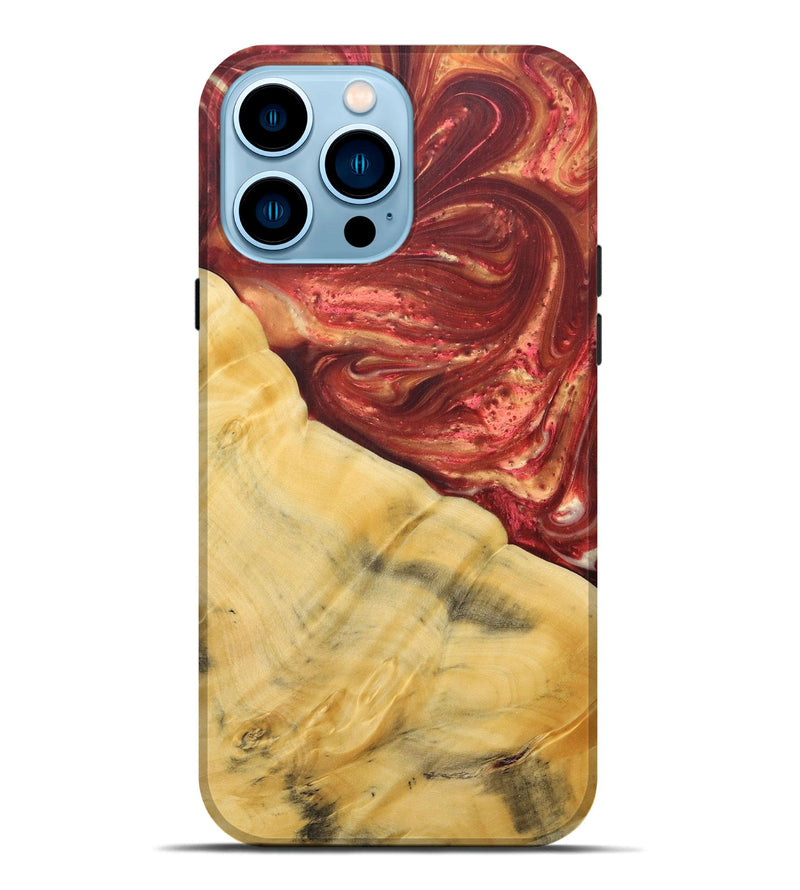 iPhone 14 Pro Max Wood+Resin Live Edge Phone Case - Lennox (Red, 685031)