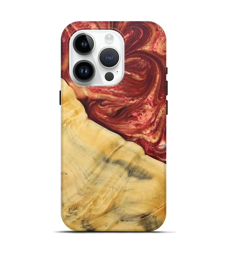 iPhone 15 Pro Wood+Resin Live Edge Phone Case - Lennox (Red, 685031)