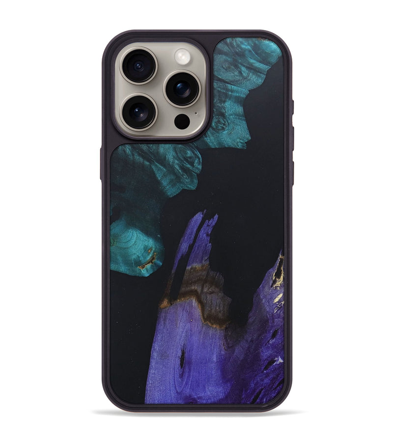 iPhone 15 Pro Max Wood+Resin Phone Case - Emely (Pure Black, 685197)