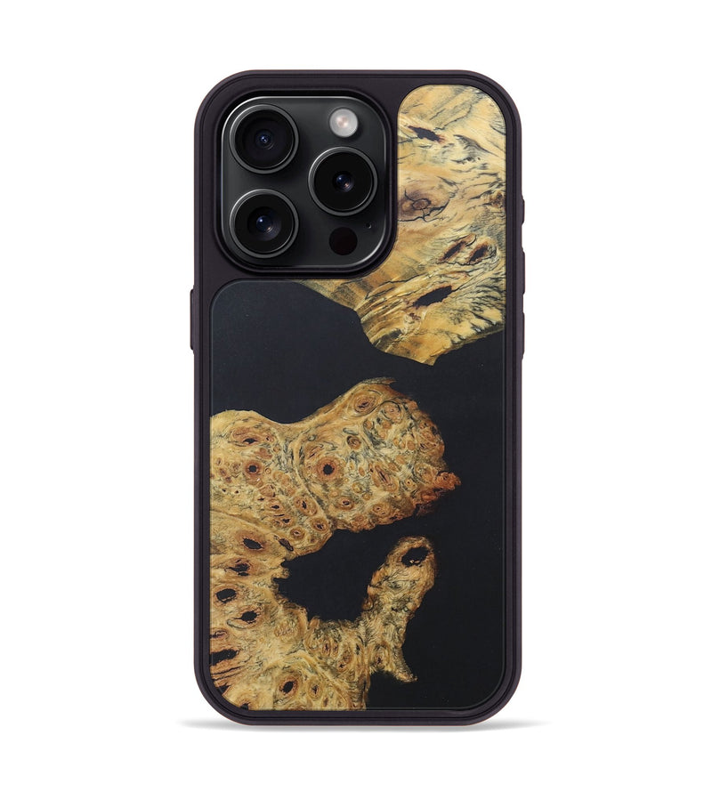 iPhone 15 Pro Wood+Resin Phone Case - Darren (Pure Black, 685301)