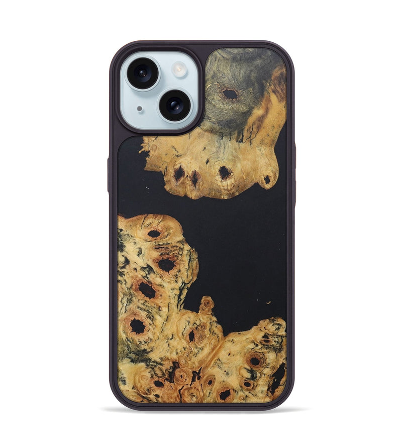 iPhone 15 Wood+Resin Phone Case - Peter (Pure Black, 685303)