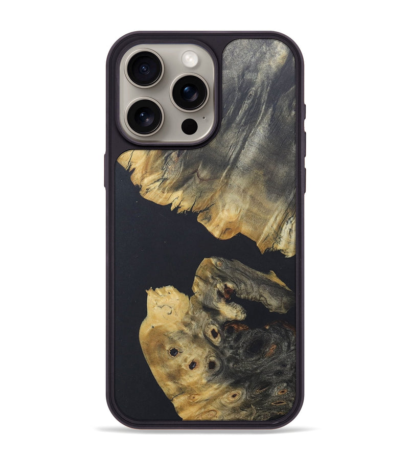 iPhone 15 Pro Max Wood+Resin Phone Case - Allen (Pure Black, 685311)