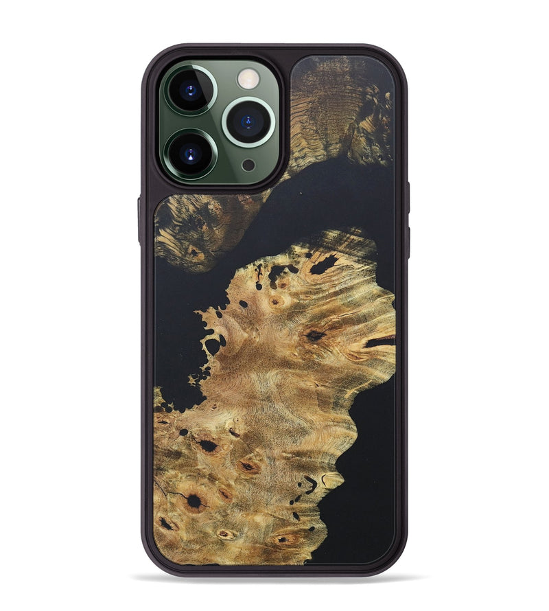 iPhone 13 Pro Max Wood+Resin Phone Case - Irving (Pure Black, 685315)