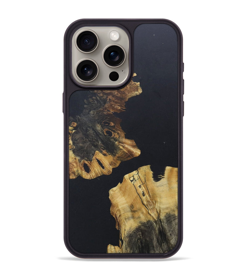 iPhone 15 Pro Max Wood+Resin Phone Case - Beulah (Pure Black, 685321)