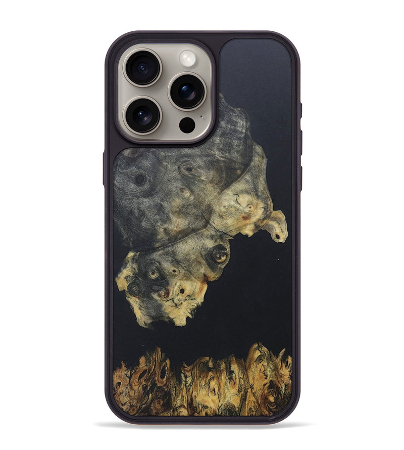 iPhone 15 Pro Max Wood+Resin Phone Case - Harvey (Pure Black, 685322)
