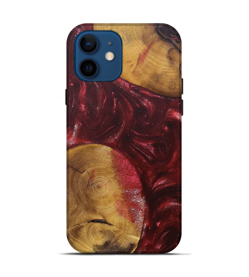 iPhone 12 Wood+Resin Live Edge Phone Case - Alexis (Red, 685416)