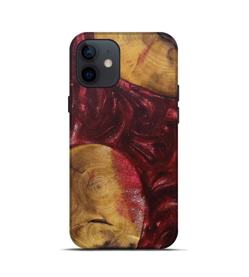iPhone 12 mini Wood+Resin Live Edge Phone Case - Alexis (Red, 685416)