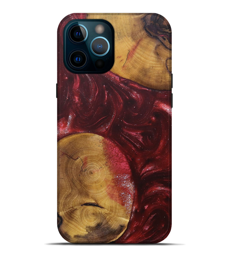 iPhone 12 Pro Max Wood+Resin Live Edge Phone Case - Alexis (Red, 685416)