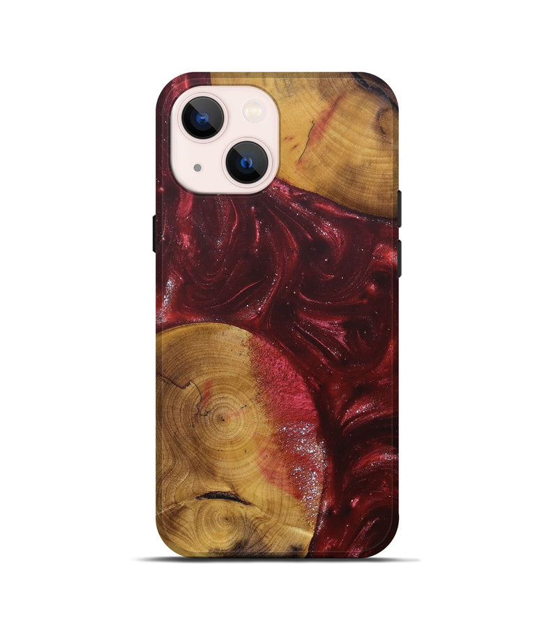 iPhone 13 mini Wood+Resin Live Edge Phone Case - Alexis (Red, 685416)