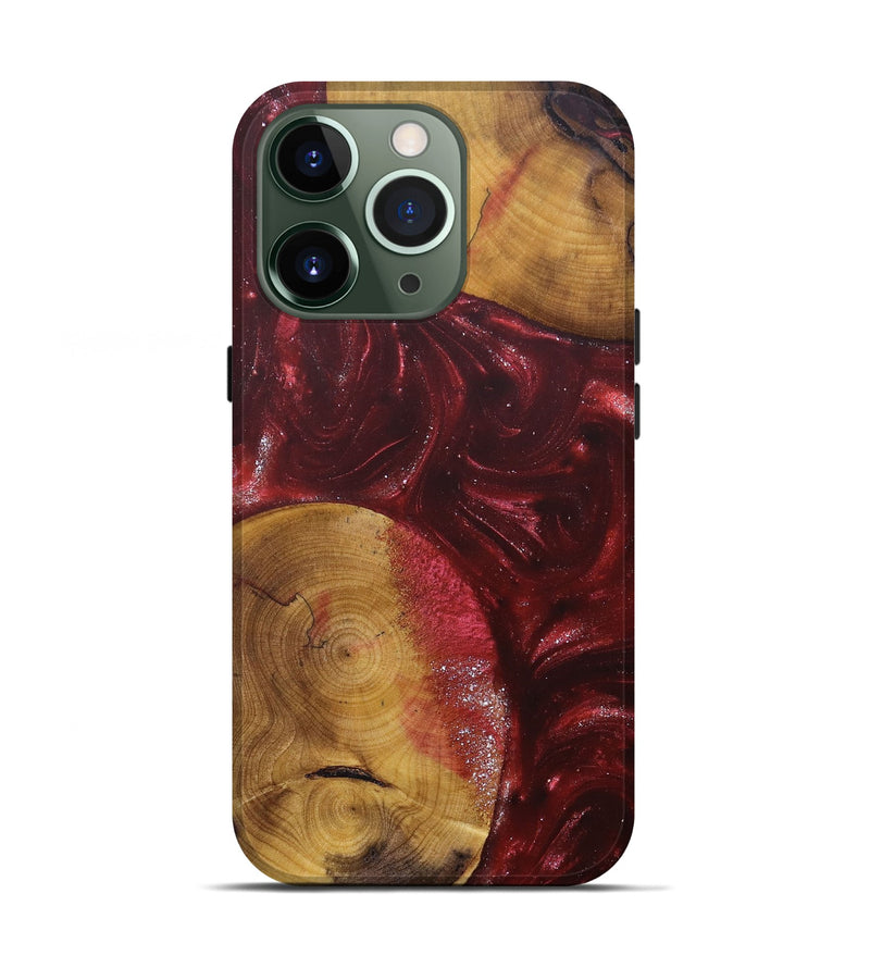 iPhone 13 Pro Wood+Resin Live Edge Phone Case - Alexis (Red, 685416)
