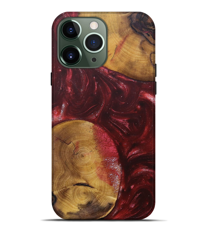 iPhone 13 Pro Max Wood+Resin Live Edge Phone Case - Alexis (Red, 685416)