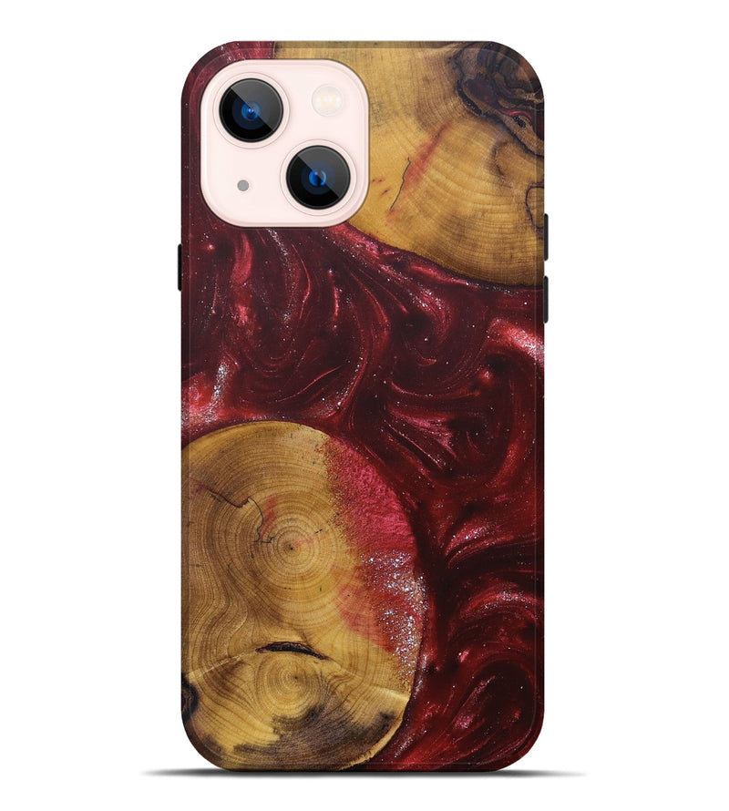 iPhone 14 Plus Wood+Resin Live Edge Phone Case - Alexis (Red, 685416)
