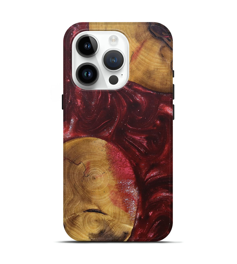 iPhone 15 Pro Wood+Resin Live Edge Phone Case - Alexis (Red, 685416)