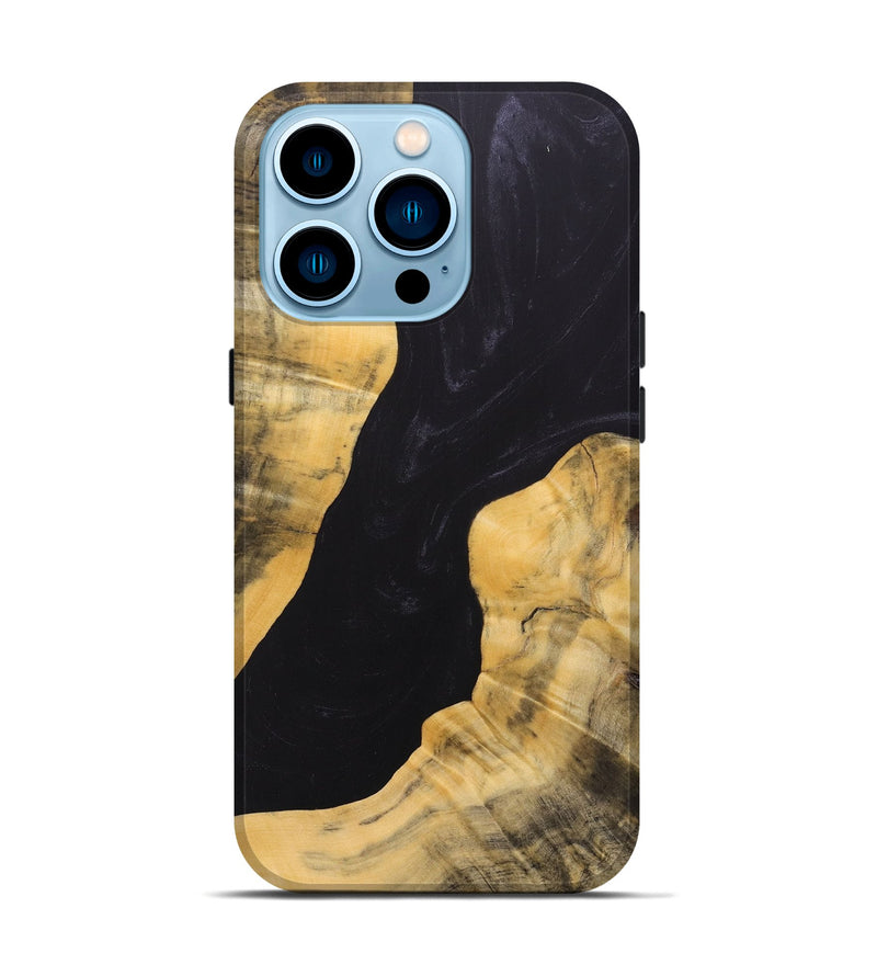 iPhone 14 Pro Wood+Resin Live Edge Phone Case - Kason (Pure Black, 685429)