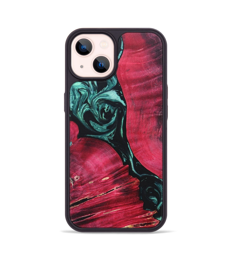 iPhone 14 Wood+Resin Phone Case - Terrell (Green, 685509)