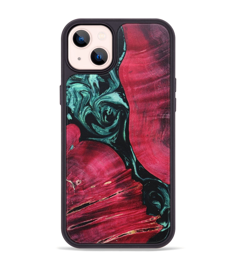 iPhone 14 Plus Wood+Resin Phone Case - Terrell (Green, 685509)