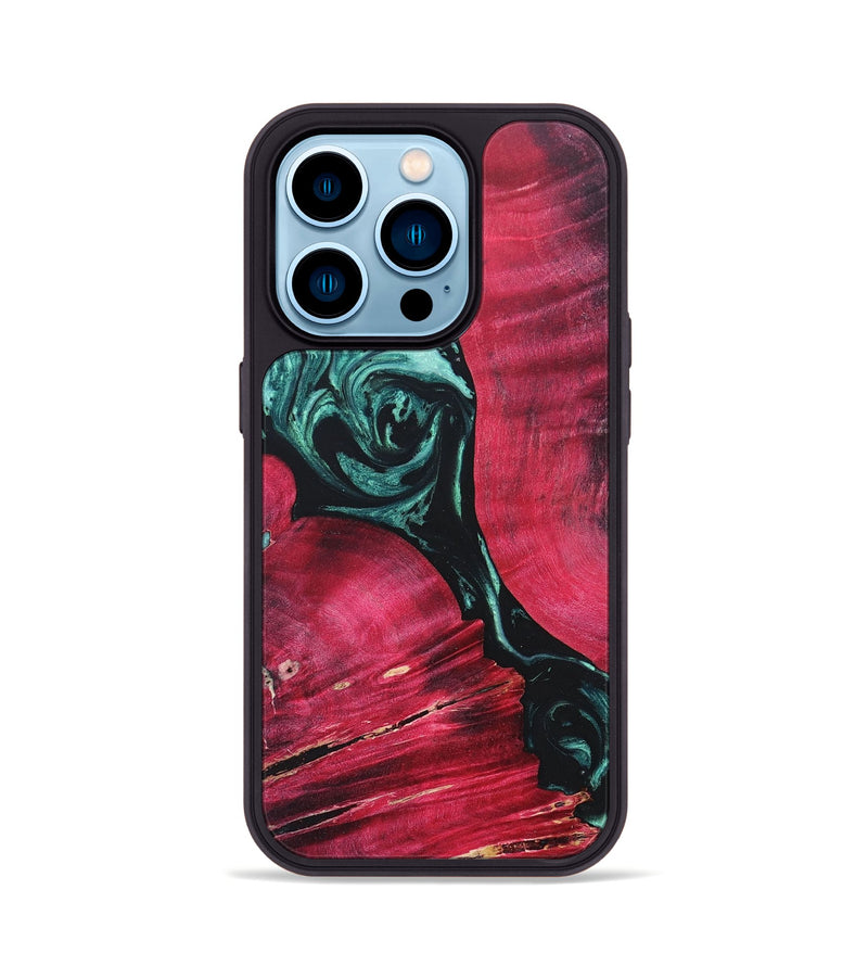 iPhone 14 Pro Wood+Resin Phone Case - Terrell (Green, 685509)