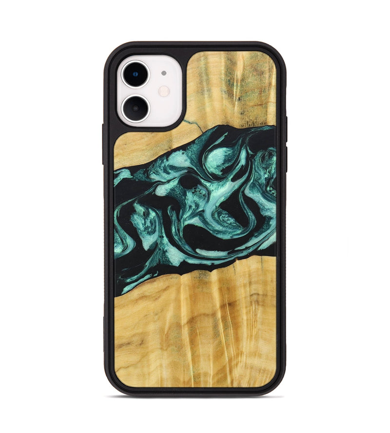 iPhone 11 Wood+Resin Phone Case - Paislee (Green, 685514)