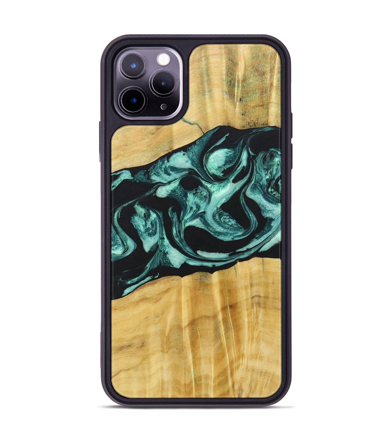 iPhone 11 Pro Max Wood+Resin Phone Case - Paislee (Green, 685514)