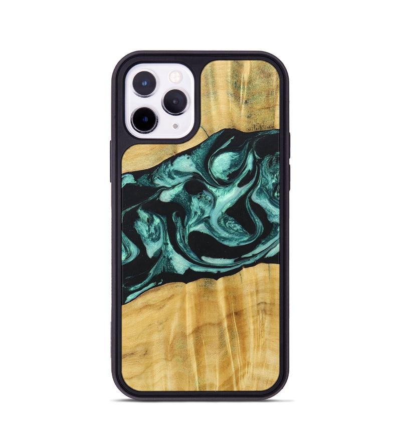 iPhone 11 Pro Wood+Resin Phone Case - Paislee (Green, 685514)