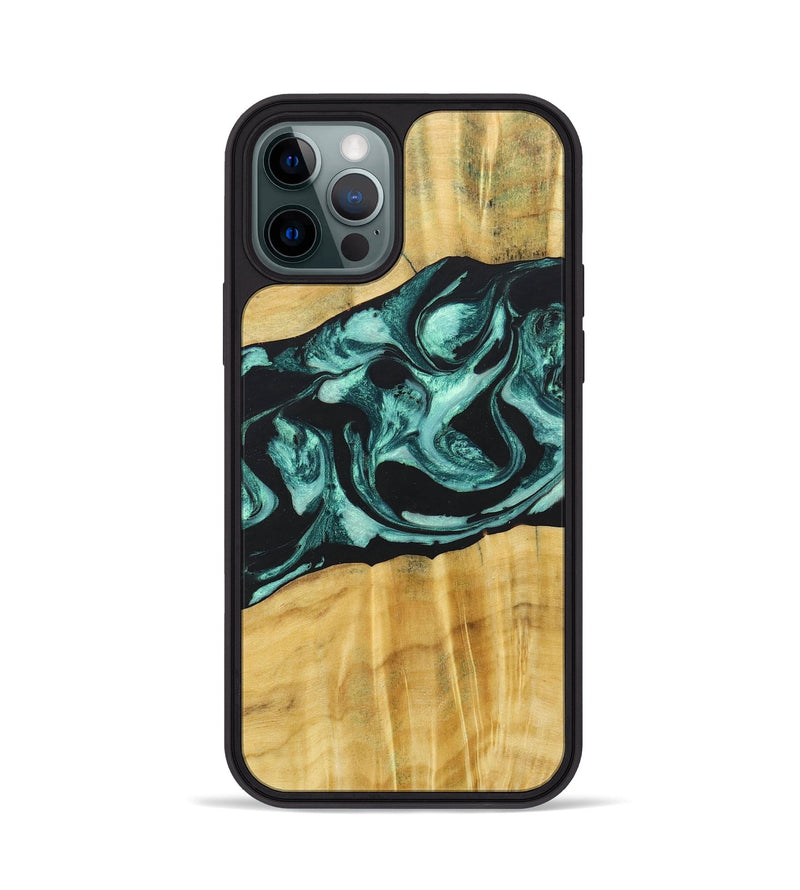 iPhone 12 Pro Wood+Resin Phone Case - Paislee (Green, 685514)