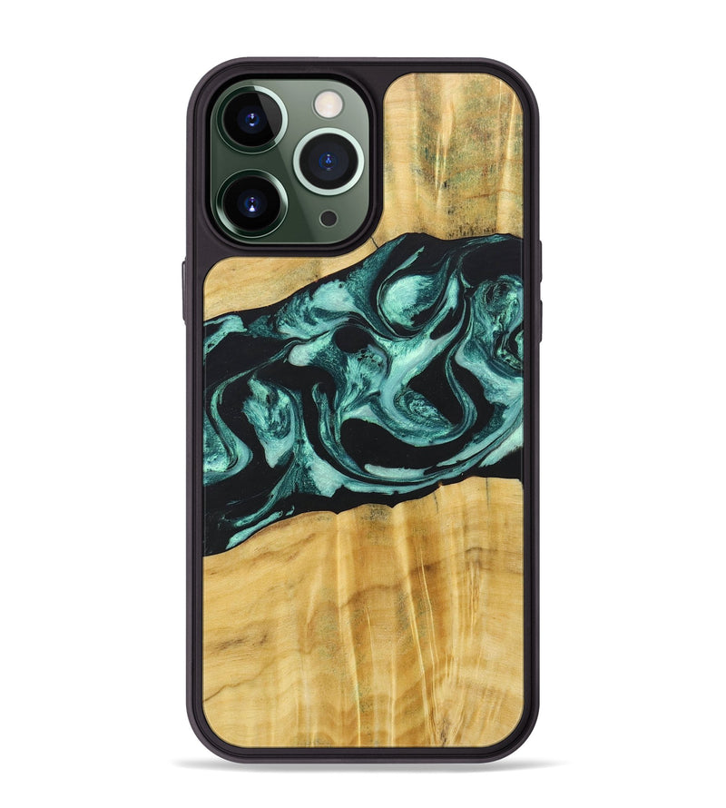 iPhone 13 Pro Max Wood+Resin Phone Case - Paislee (Green, 685514)