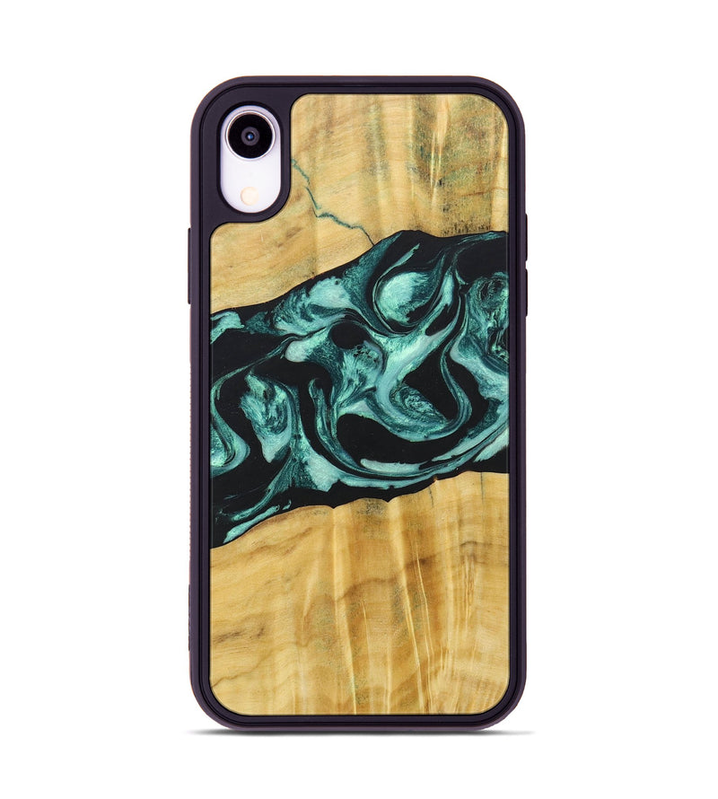 iPhone Xr Wood+Resin Phone Case - Paislee (Green, 685514)