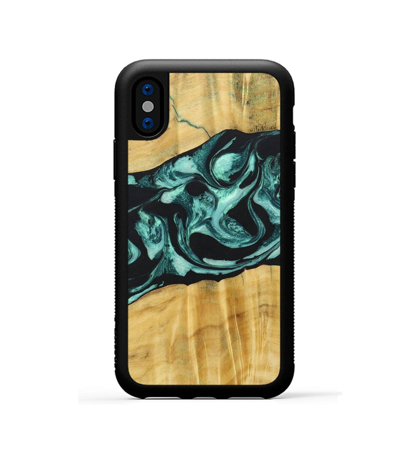 iPhone Xs Wood+Resin Phone Case - Paislee (Green, 685514)